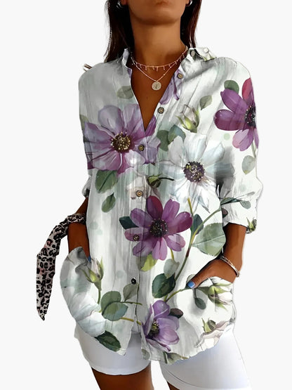 Dame vintage skjortekjole med blomsterprint, avslappet og moteriktig for hverdag og fritid