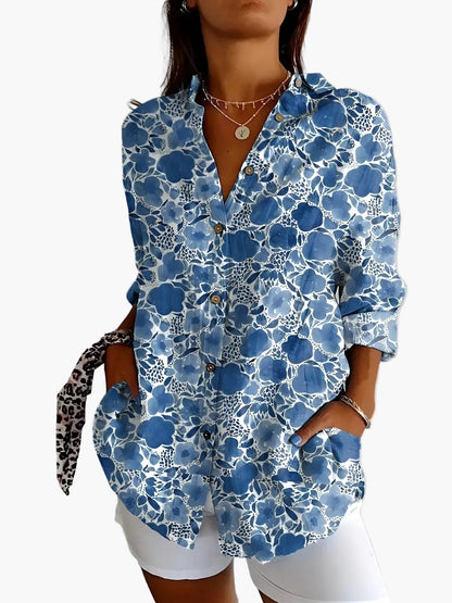 Dame vintage skjortekjole med blomsterprint, avslappet og moteriktig for hverdag og fritid