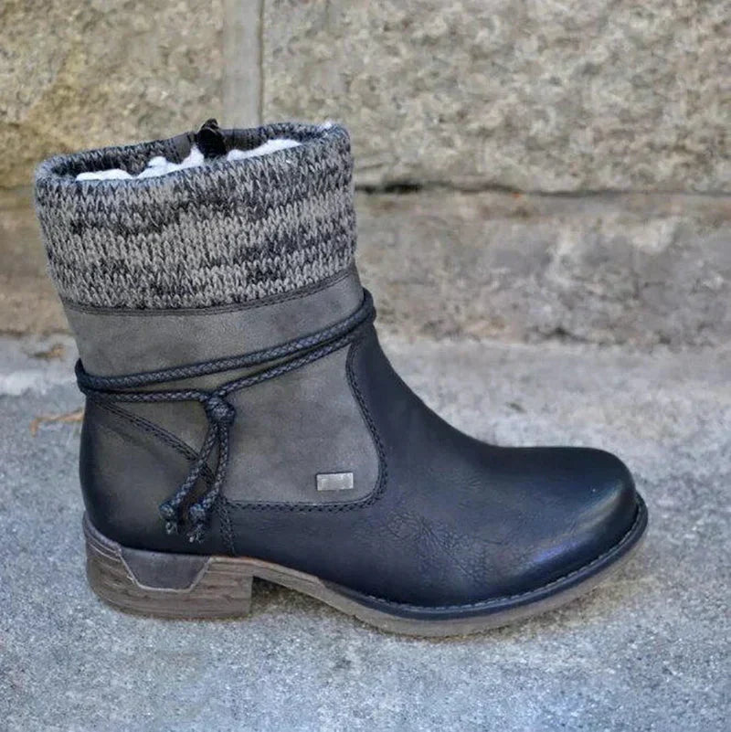 Enkellaarsjes voor dames met gebreide beenwarmer en veters