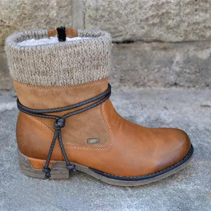 Enkellaarsjes voor dames met gebreide beenwarmer en veters