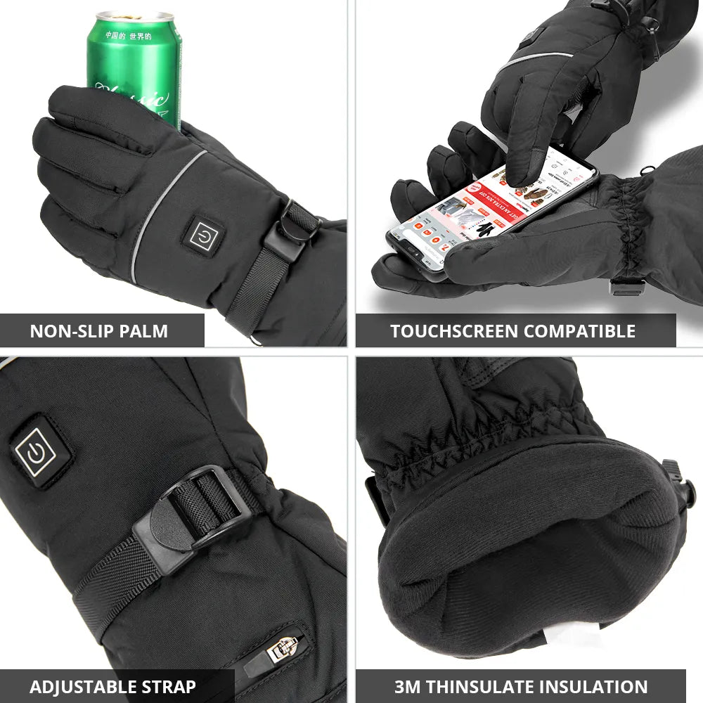 Verwarmde waterdichte handschoenen met antislipgrip