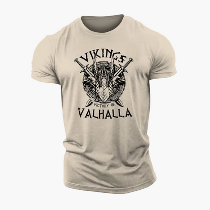 Herren T-Shirt Vikings Valhalla – Wikinger Motiv, Vintage Stil, Freizeit & Streetwear