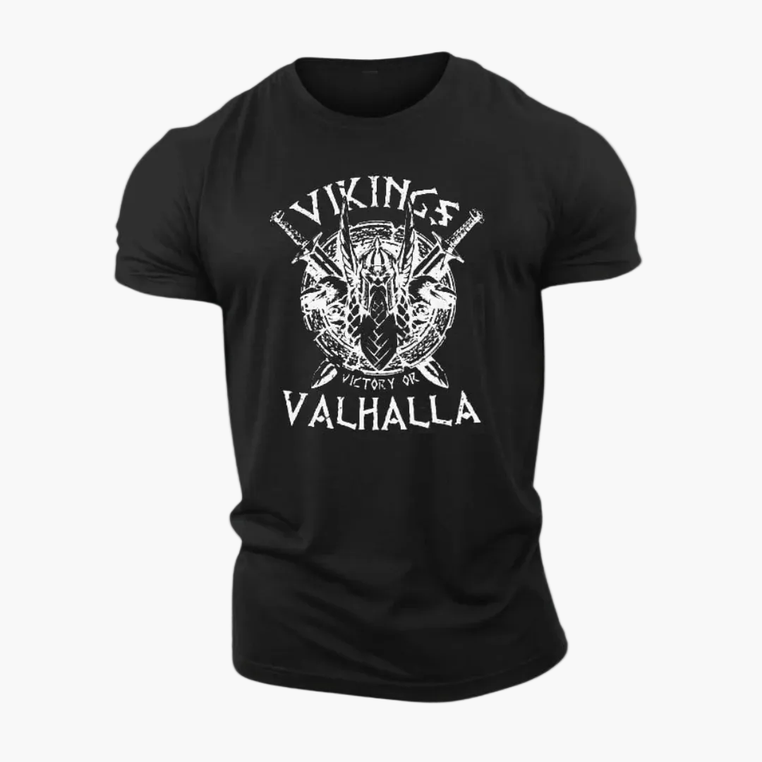 Herren T-Shirt Vikings Valhalla – Wikinger Motiv, Vintage Stil, Freizeit & Streetwear