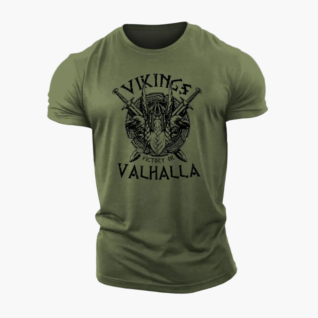 Herren T-Shirt Vikings Valhalla – Wikinger Motiv, Vintage Stil, Freizeit & Streetwear