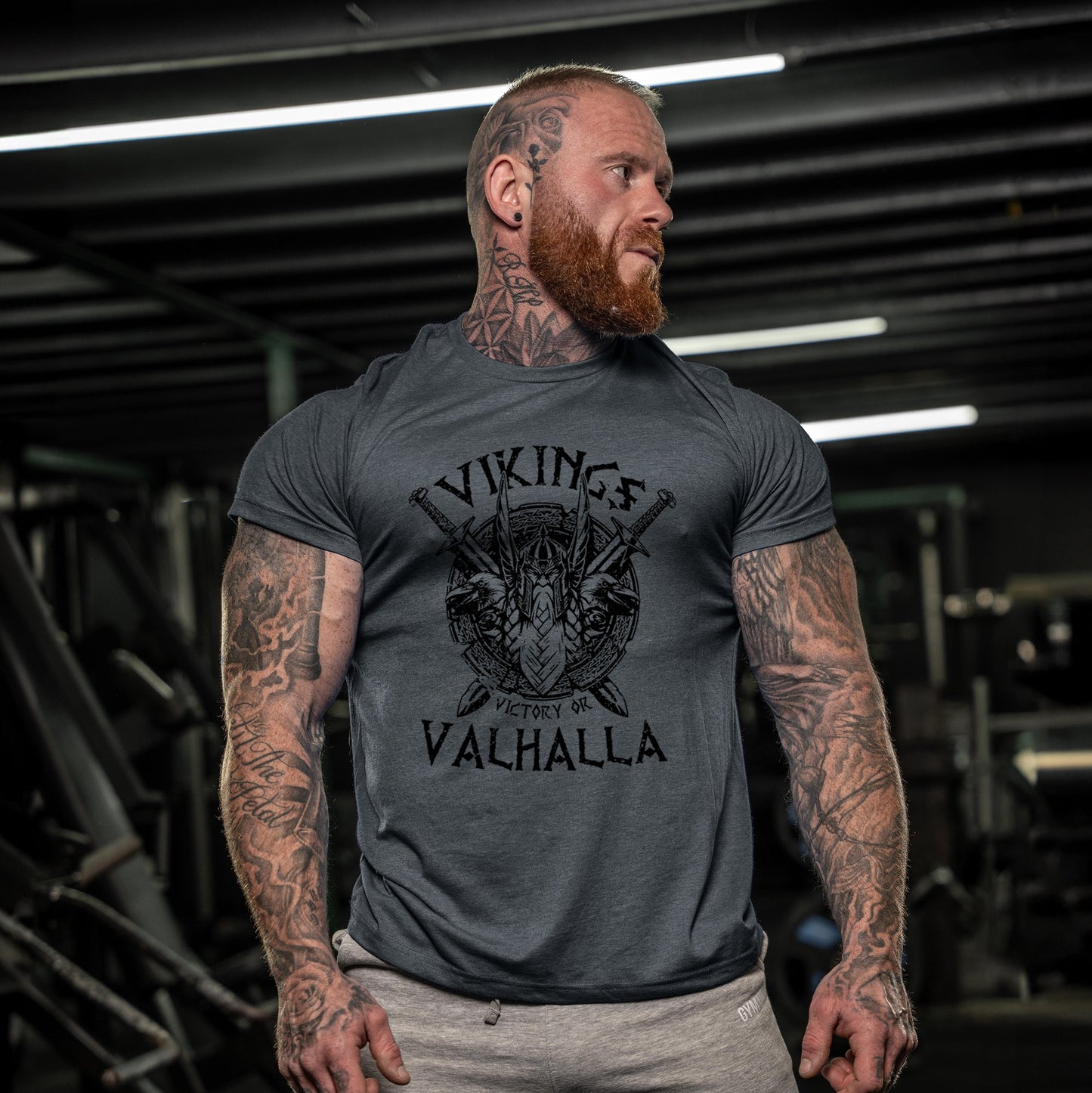 Herren T-Shirt Vikings Valhalla – Wikinger Motiv, Vintage Stil, Freizeit & Streetwear
