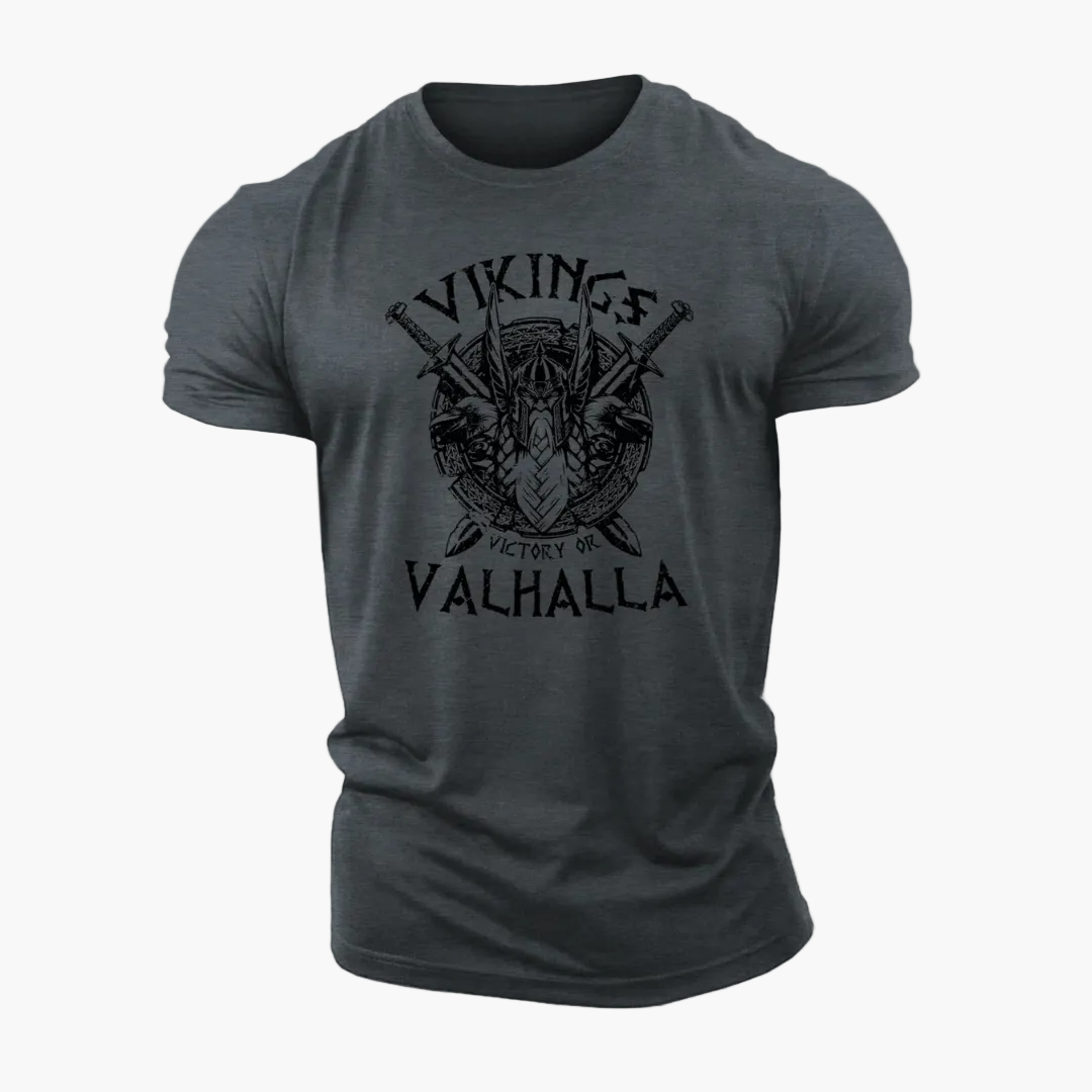 Herren T-Shirt Vikings Valhalla – Wikinger Motiv, Vintage Stil, Freizeit & Streetwear