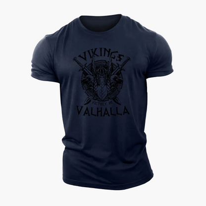 Herren T-Shirt Vikings Valhalla – Wikinger Motiv, Vintage Stil, Freizeit & Streetwear