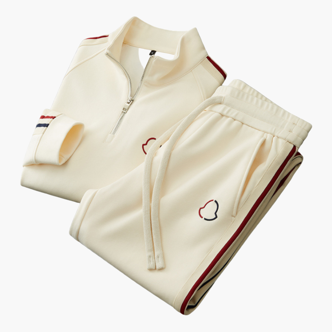 Męski dres nowoczesny sportowy na co dzień – stylowy komplet treningowy z półzamkiem i komfortem