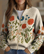 Wrenna | Vest voor dames met bloemenmotief, rits en zakken