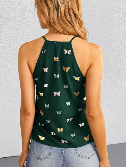 Dame singlet med sommerfuglmønster – Elegant sommertopp for fritid og hverdag